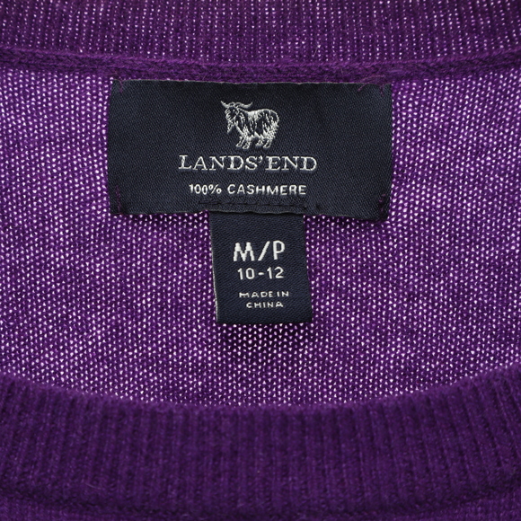Lands End 100% Cashmere Short Sleeve Crew Neck Sweater Women M/P 10-12 Purple - Picture 6 of 11